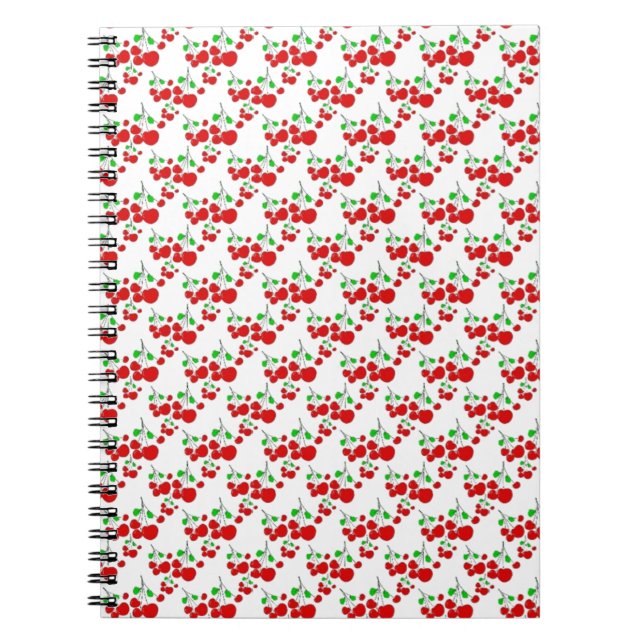 Red cherry pattern accessories - cherries by LeahG Notebook (Front)