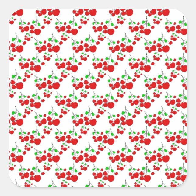 Red cherry pattern accessories - cherries by LeahG Square Sticker (Front)