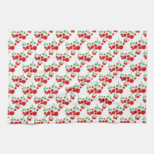 Red cherry pattern accessories - cherries by LeahG Tea Towel