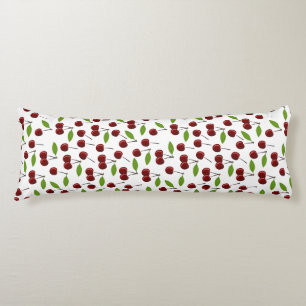 Red Cherry, Pattern Of Cherries, Leaves, Fruit Body Cushion