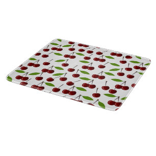 Red Cherry, Pattern Of Cherries, Leaves, Fruit Cutting Board