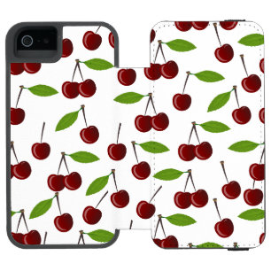 Red Cherry, Pattern Of Cherries, Leaves, Fruit Incipio Watson™ iPhone 5 Wallet Case