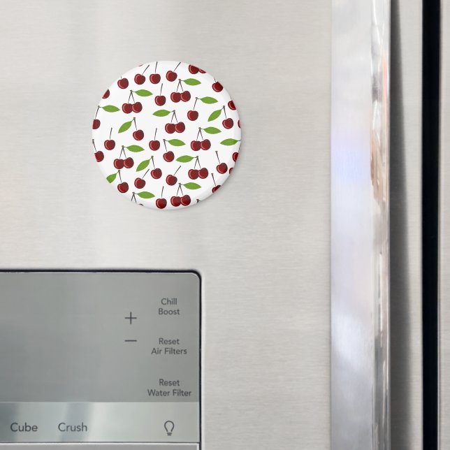 Red Cherry, Pattern Of Cherries, Leaves, Fruit Magnet (In Situ (Fridge))