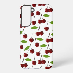 Red Cherry, Pattern Of Cherries, Leaves, Fruit Samsung Galaxy Case
