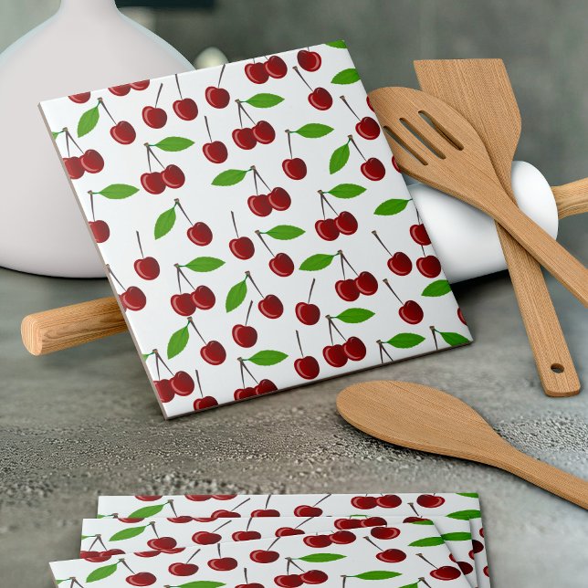 Red Cherry, Pattern Of Cherries, Leaves, Fruit Tile (Creator Uploaded)