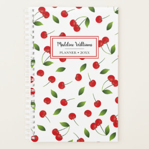 Red Cherry Pattern Personalised Planner