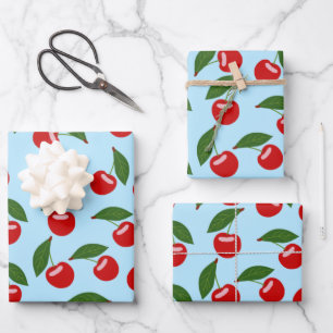 Red Cherry Pattern Wrapping Paper Sheet