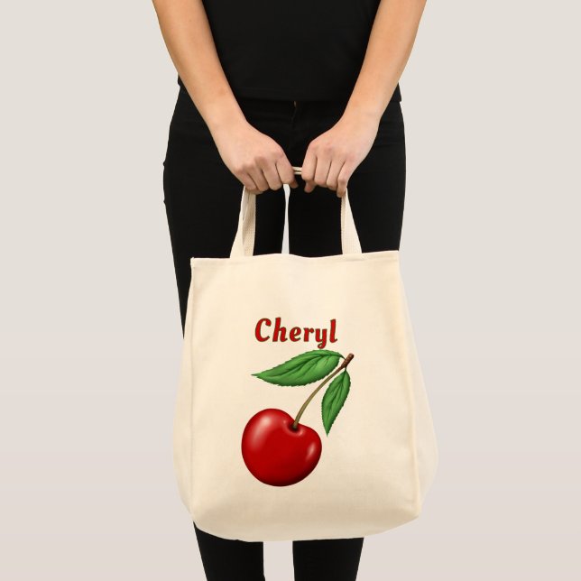 Red Cherry Personalised Grocery Tote Bag (Front (Product))