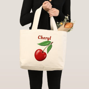 Red Cherry Personalised Large Tote Bag