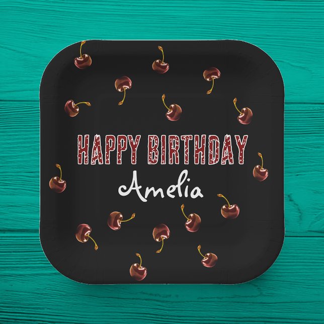 Red Cherry Personalised Party Paper Plate (Creator Uploaded)