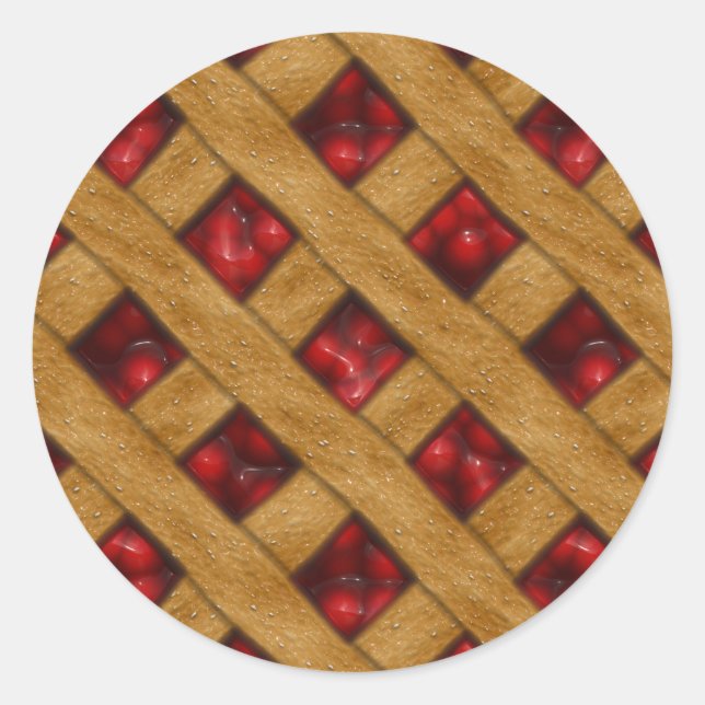 Red Cherry Pie Pattern for Bakers Classic Round Sticker (Front)