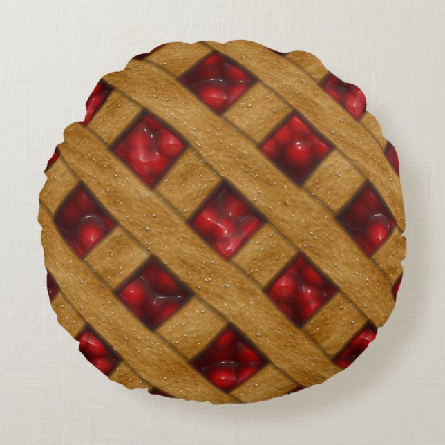 Red Cherry Pie Pattern for Bakers Round Cushion (Front)