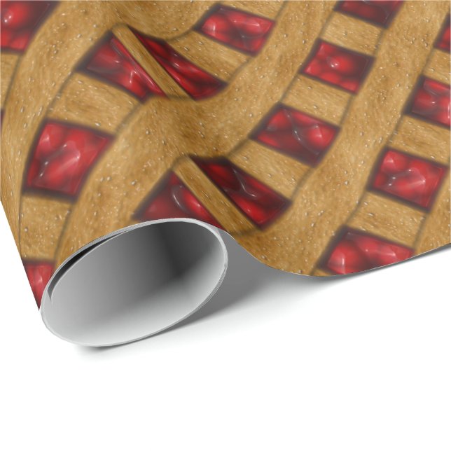 Red Cherry Pie Pattern for Bakers Wrapping Paper (Roll Corner)