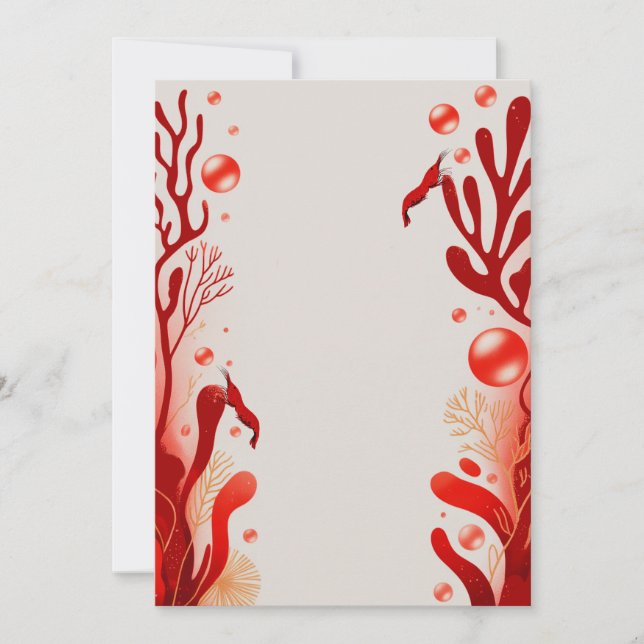 Red Cherry Shrimp Fish Wedding Party Invitations  (Front)