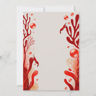 Red Cherry Shrimp Fish Wedding Party Invitations