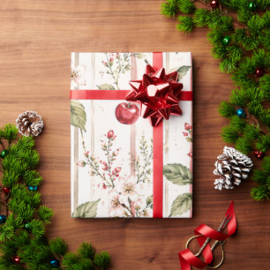 Red Cherry Stripe Wrapping Paper for Her