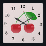 Red Cherry Wall Clock<br><div class="desc">This clock will brighten up your kitchen or dining room. It will also make an ideal gift for someone.</div>