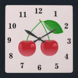 Red Cherry Wall Clock<br><div class="desc">This clock will brighten up your kitchen or dining room. It will also make an ideal gift for someone.</div>