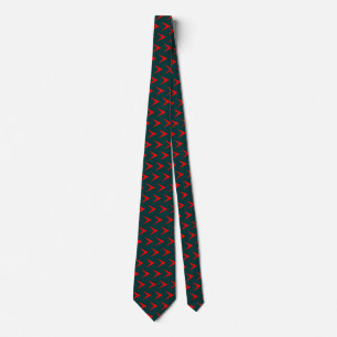 Red Chevron Arrow - Dark Green Tie