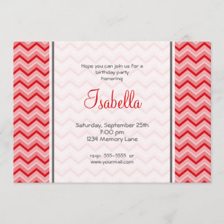 Red Chevron Birthday Invitation