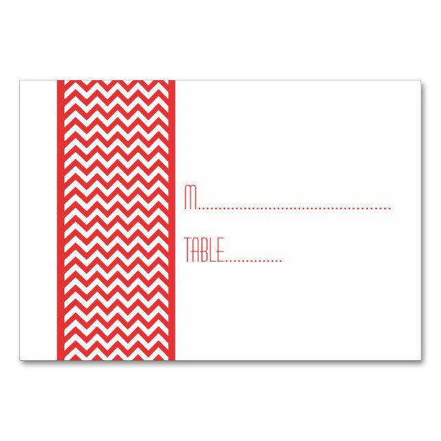 Red Chevron Border Escort Card (Front)