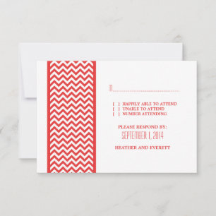 Red Chevron Border RSVP Card