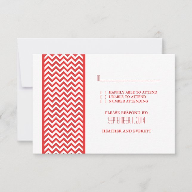 Red Chevron Border RSVP Card (Front)