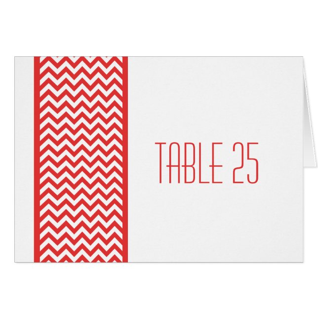 Red Chevron Border Table Number Card (Front Horizontal)