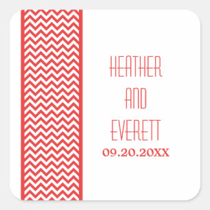 Red Chevron Border Wedding Stickers
