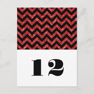 Red Chevron Glitter Table Postcard