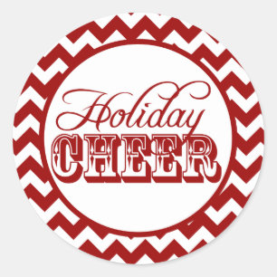 Red Chevron Holiday Cheer Sticker