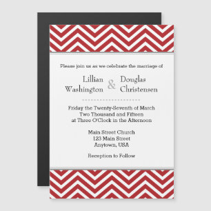 Red Chevron Magnetic Wedding Invitation