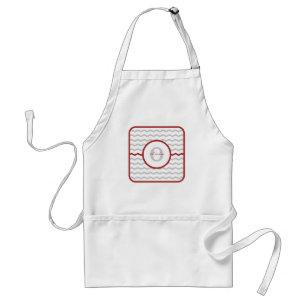 Red Chevron Monogram Standard Apron