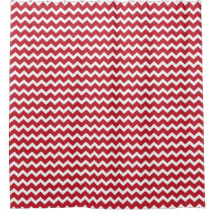 Red Chevron Pattern Holiday Christmas Shower Curtain