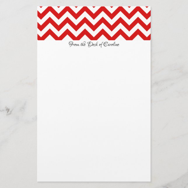 Red Chevron Personalised Stationery (Front)