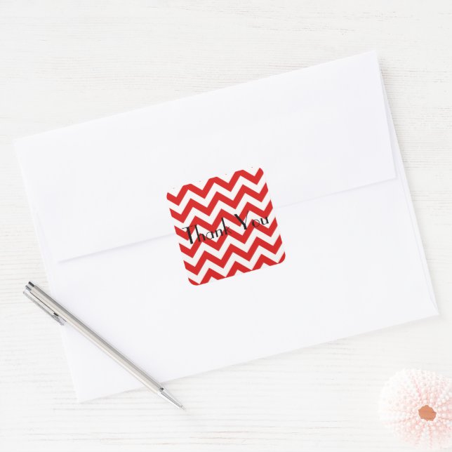 Red Chevron Thank You Stickers (Envelope)