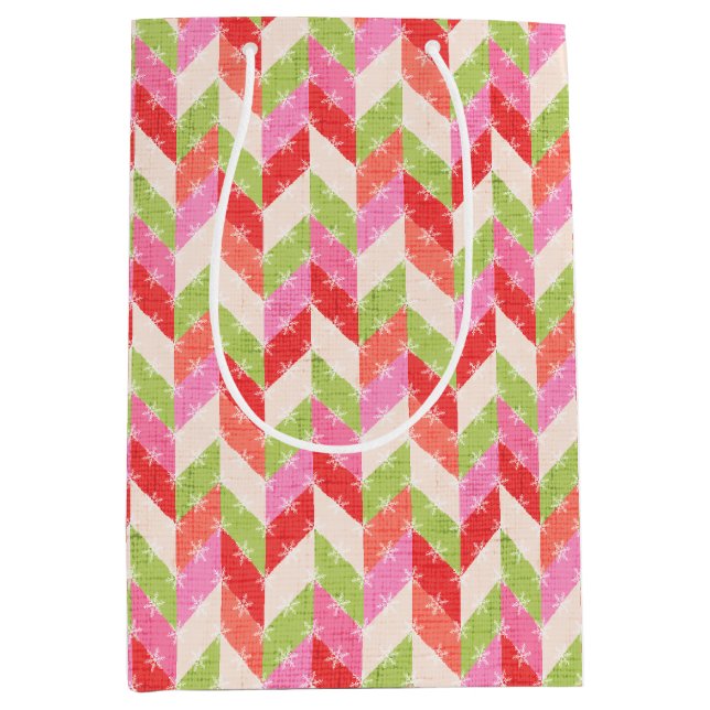 Red chevron twinkle Gift Bag (Front)