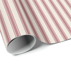 Red Chevrons Ticking Stripes on Sand-Coloured Wrapping Paper