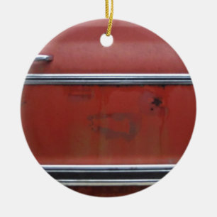 Red Chevy silver trim Ceramic Tree Decoration