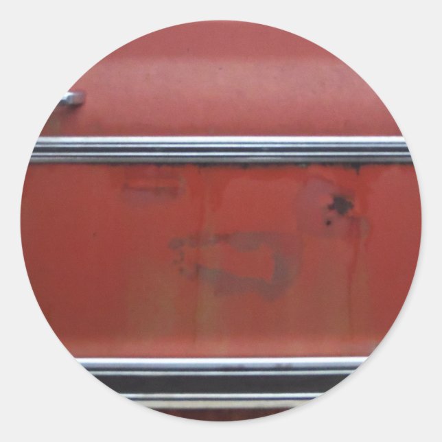 Red Chevy silver trim Classic Round Sticker (Front)