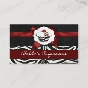 red chic cupcake business Cards