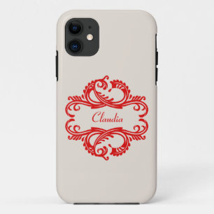 Red Chic Damask BT iPhone 5 Case