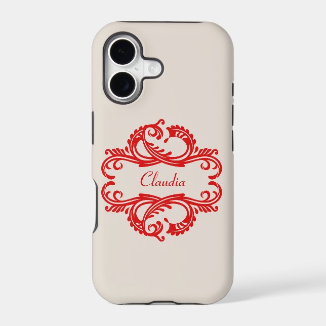 Red Chic Damask BT iPhone 5 Case (Back)