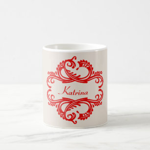 Red Chic Damask Mug