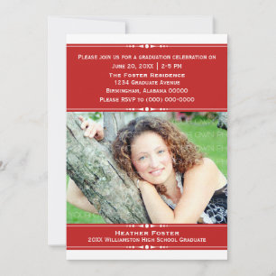 Red Chic Photo Graduation Invite