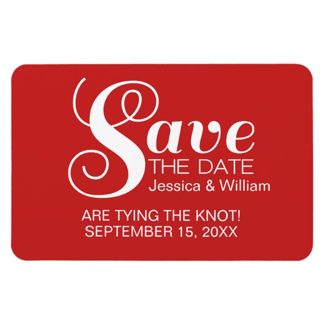 Red Chic Typography Save the Date Magnet (Horizontal)