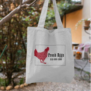 Red Chicken Fresh Eggs  Tote Bag