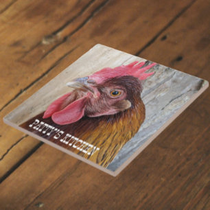 Red Chicken Hen Photo Personalized Tile