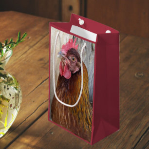 Red Chicken Hen Photo Small Gift Bag