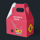 Red Children's Construction Birthday Paper  Favour Box<br><div class="desc">Celebrate your young foreman's special event with a construction themed party. Simple party paper favour box with construction theme. Fully personalizable and available in three bright youthful colours. Contact us for assistance in personalising or customising to your need.</div>